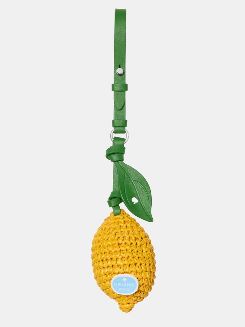 kate spade Yellow Crochet Lemon Bag Charm with Green Strap